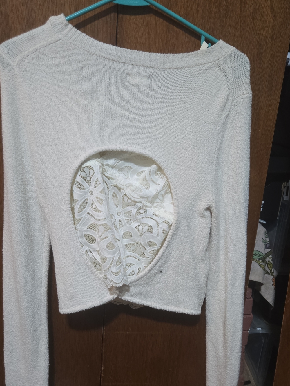 Aerie Ivory Lace Bralette & Longsleeve Shirt W/ Back Cutout. Size M.